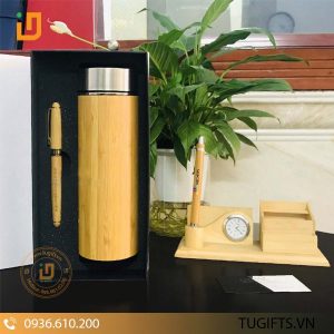 Gift set bình giữ nhiệt tre in logo TG-12126