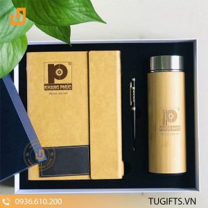 Gift set bình giữ nhiệt tre in logo TG-12131